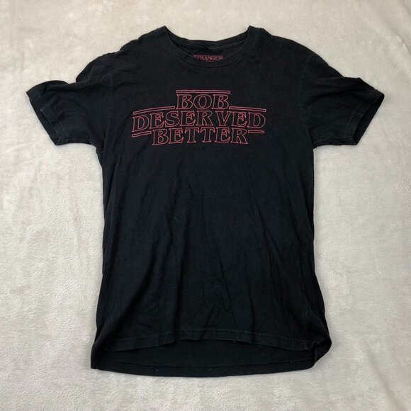 Stranger Things Netflix Mens T-Shirt Medium Bob Deserved Better Black Casual Tee - Picture 5 of 6